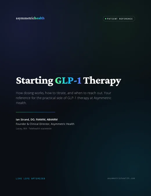 Cover of the GLP-1 Compendium patient reference from Asymmetric Health