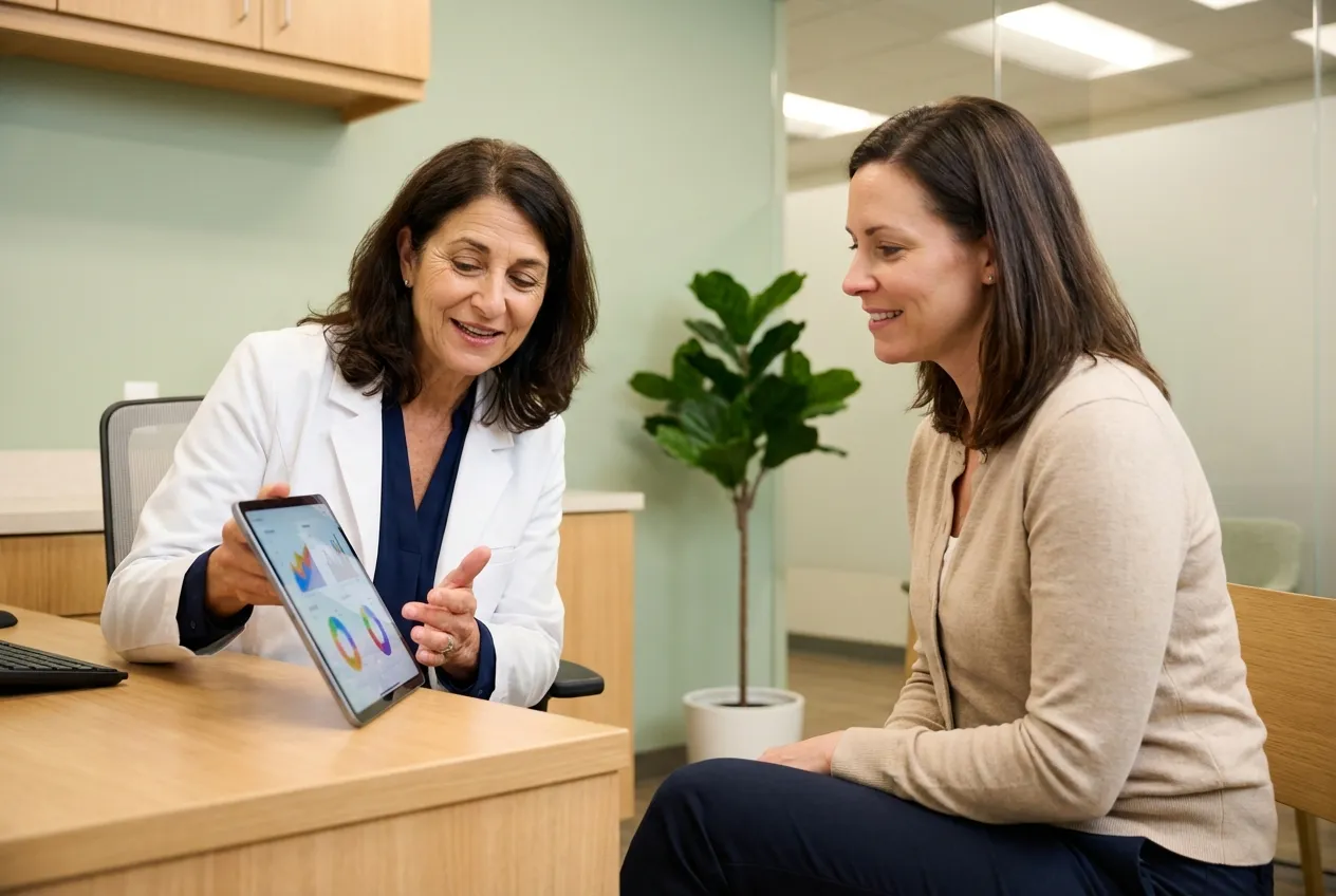 Doctor reviewing metabolic lab results with a patient